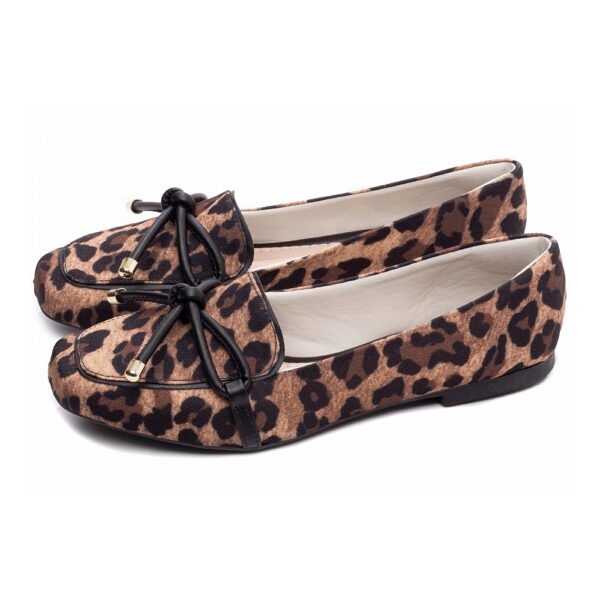 Mocassim Feminino Tecido Onça e Napa Preto 456.012B - Image 2