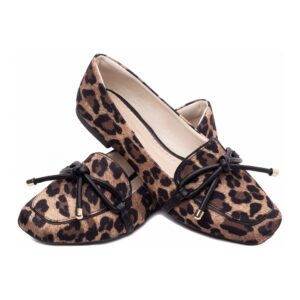 Mocassim Feminino Tecido Onça e Napa Preto 456.012B