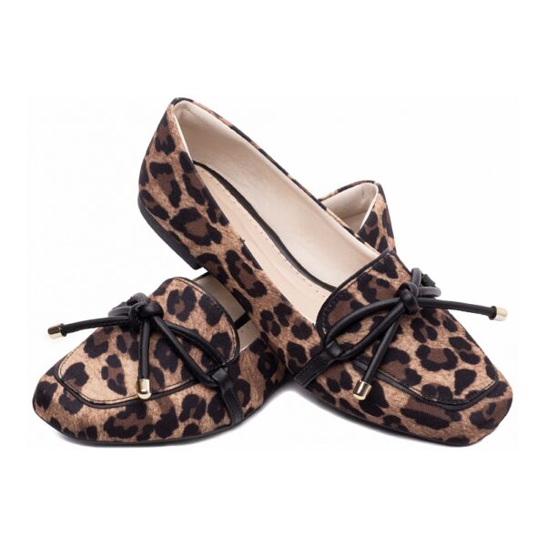 Mocassim Feminino Tecido Onça e Napa Preto 456.012B