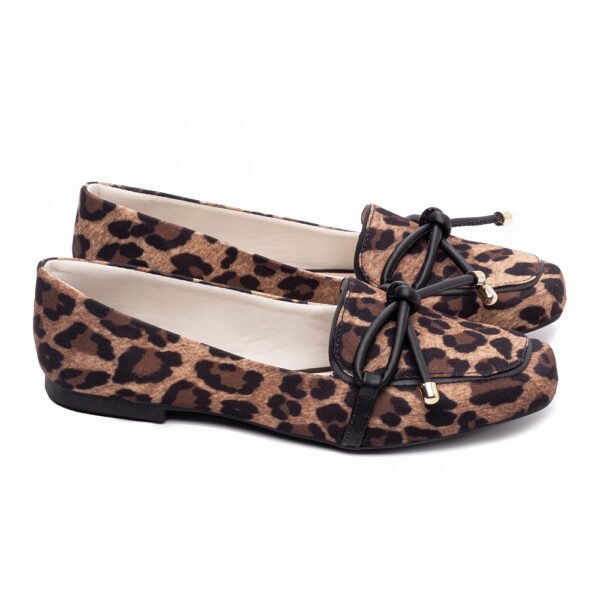 Mocassim Feminino Tecido Onça e Napa Preto 456.012B - Image 3