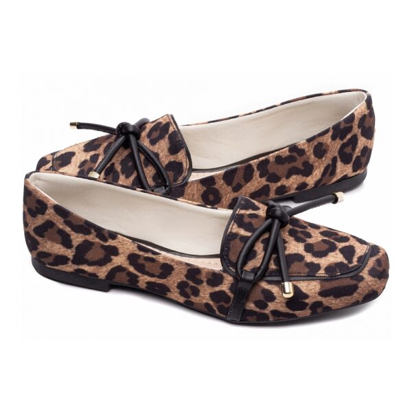 Mocassim Feminino Tecido Onça e Napa Preto 456.012B - Image 6